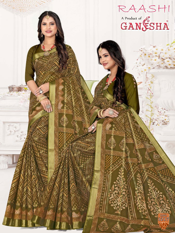 Raashi By Ganehsa 1008-1019 Daily Wear Sarees Catalog